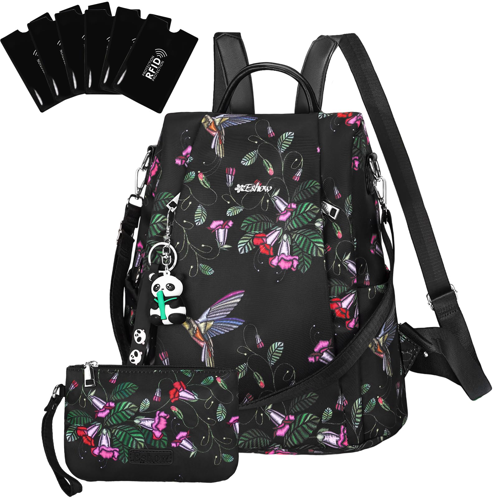 Eshow Zaino Donna Antifurto, Zainetto Multifunzionale, Borsa Casual ed Moda per Viaggio, Scuola, Lavoro, Shopping, Visite e Università