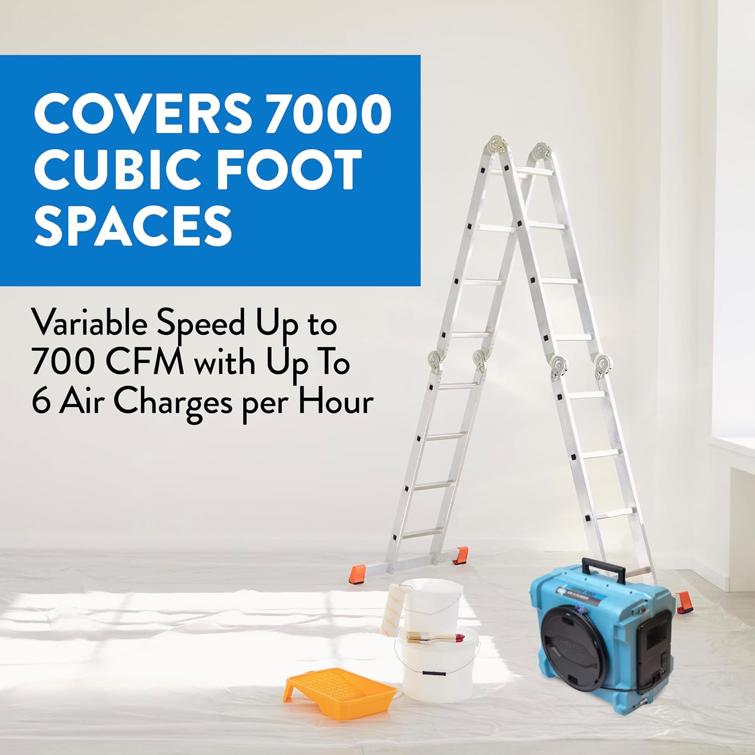 Bundle of Dri-Eaz HEPA 700 Air Scrubber, Industrial Air Filtration System + Following Filters: 1" HEPA (12-Pack) + 1" Carbon (4-Pack) + 2" Pleated (6-Pack) + Synthetic (8-Pack)