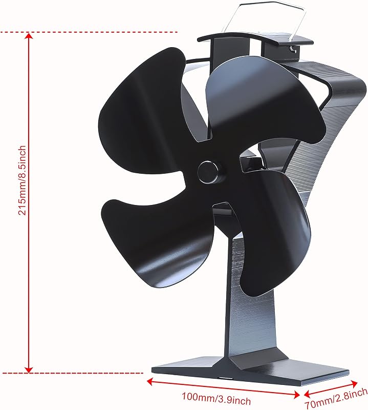 HAWCAFU Kályha Ventilátor Hőmeghajtású Fa- és Pellet Kályhához - New 4-leaf design