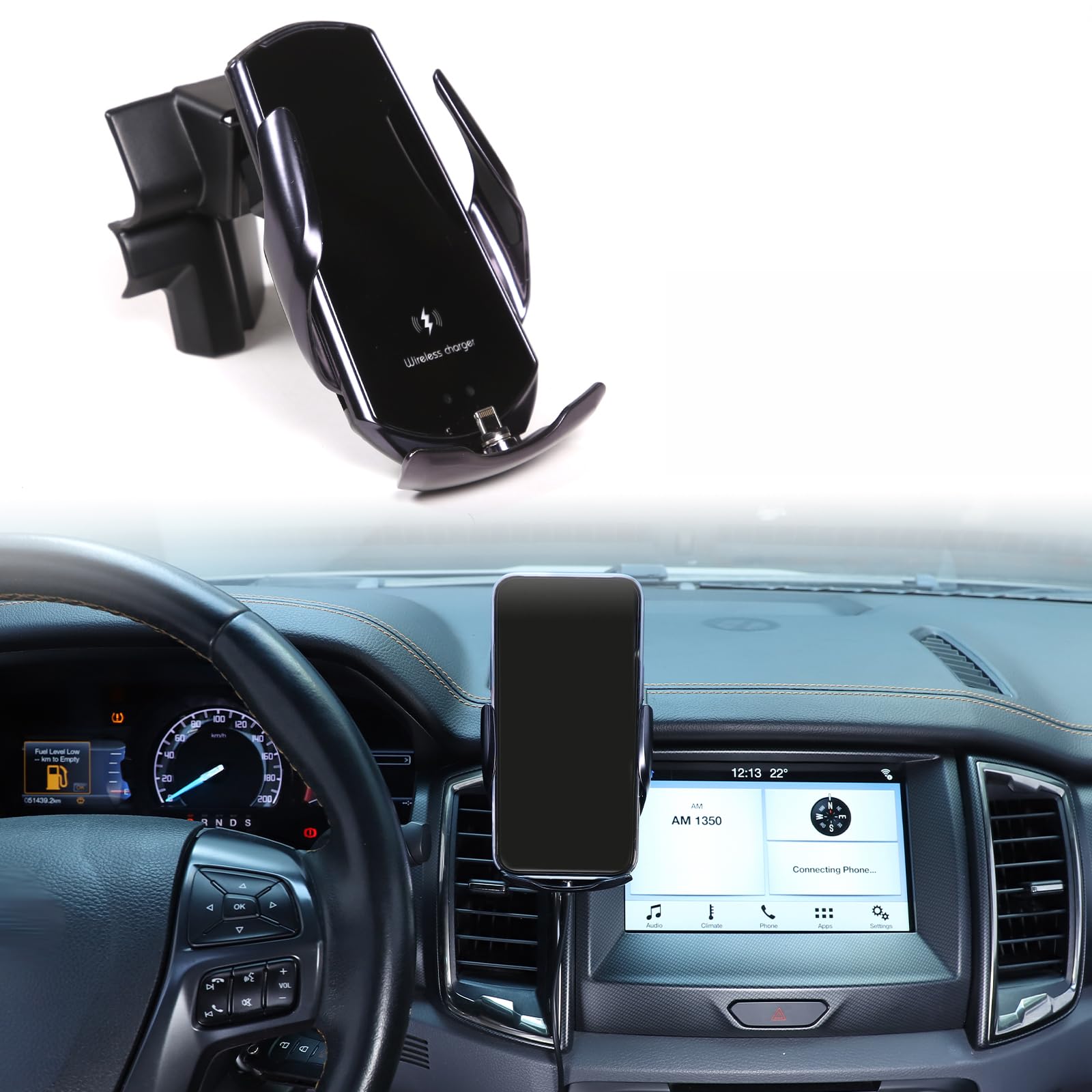 METYOUCAR Soporte de teléfono de coche para Ford Ranger 2015-2021, rejilla de ventilación central, soporte fijo giratorio de 360 grados para teléfono móvil para coche, apto para iPhone, Android y