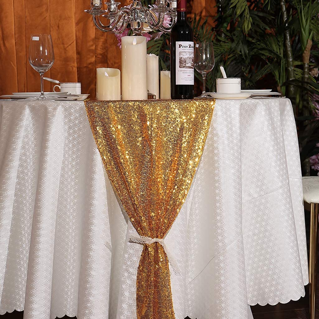Gold Sequin Table Runner 12