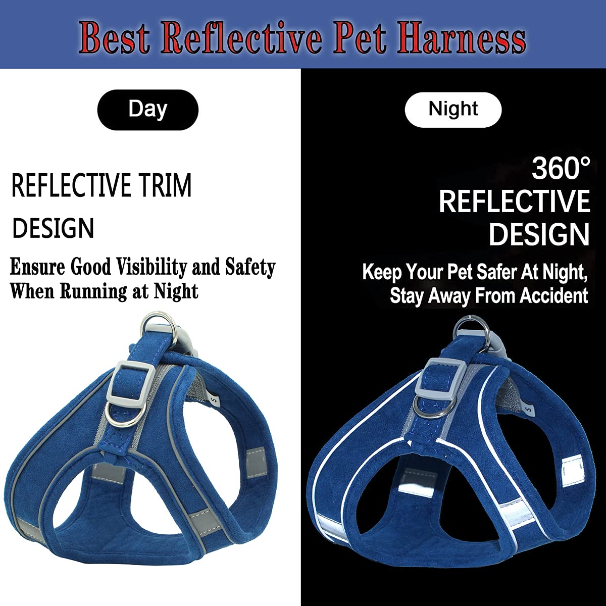 Dog Harness and Leash Set Dog Chest Strap Pet Vest Harness with Handle Adjustable Reflective Dog Harness for Small Dog Medium Dog Cat Blue 2XS - Image 4