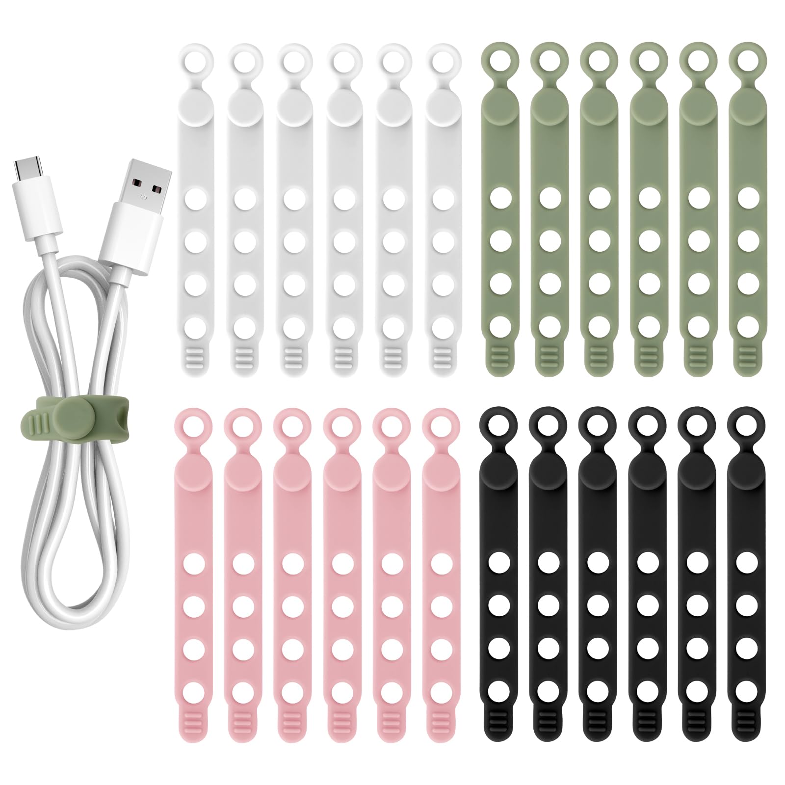 Organizador de cables para oficina y cocina con bridas ajustables