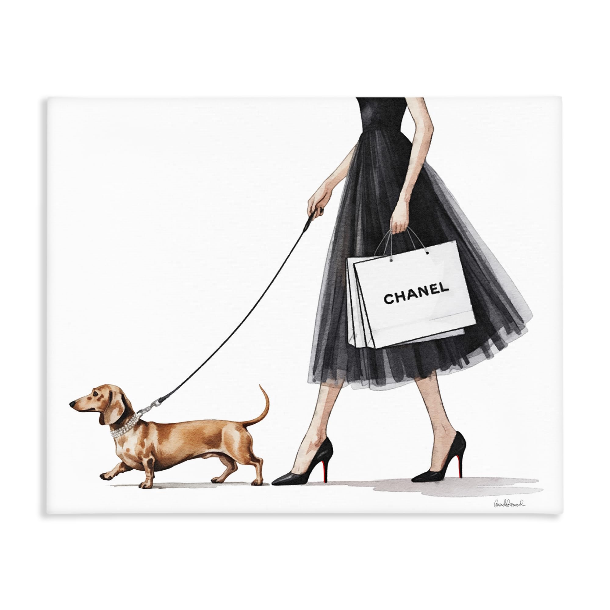 'Glam Dog Walking'| Canvas Art