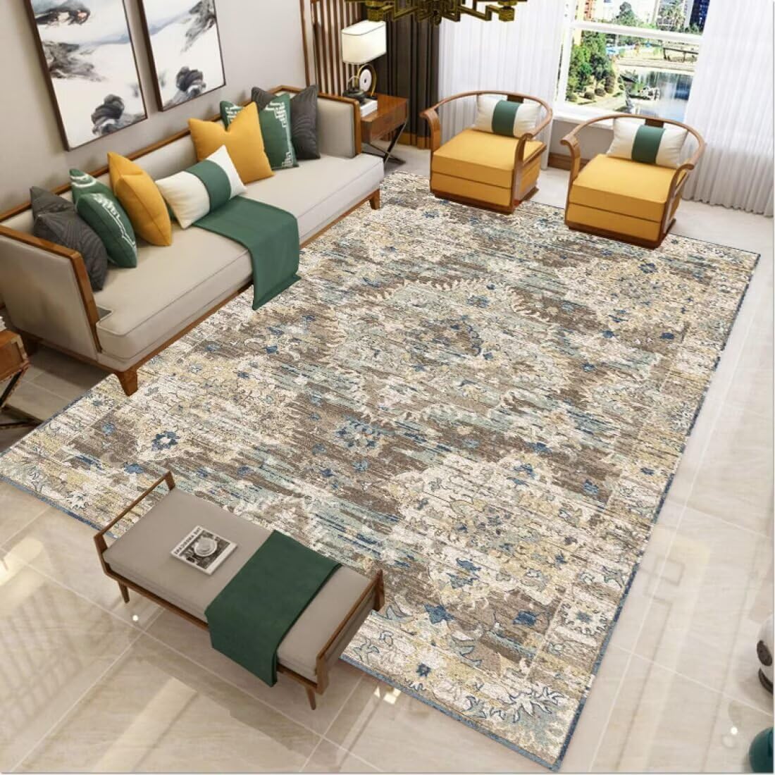 Tapis chambre enfant mer de fleurs doux et protecteur 140x270
