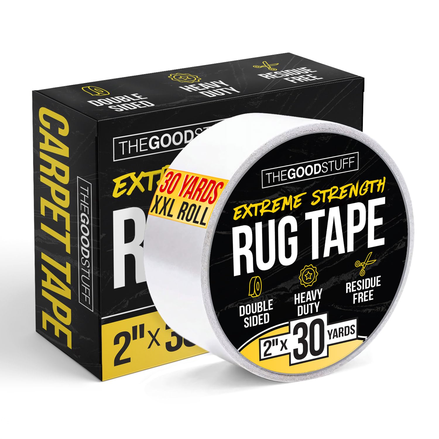 The Good Stuff (5.1cm ) - Heavy Duty Double Sided Rug Tape for Area Rugs on Hardwood Floors and Carpet, Secure Rugs with Strong 2 Sided Carpet Tape for Floors (5.1cm x 23m)