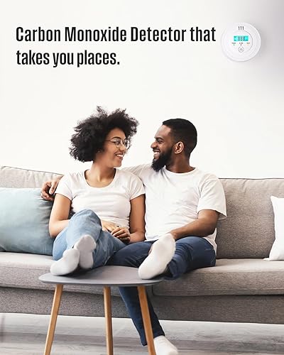 Miniatura 2 de Paquete de 3 detectores de monóxido de carbono, detector de monóxido de carbono portátil PG-C06, pantalla LCD, alarma de humo, detectores de