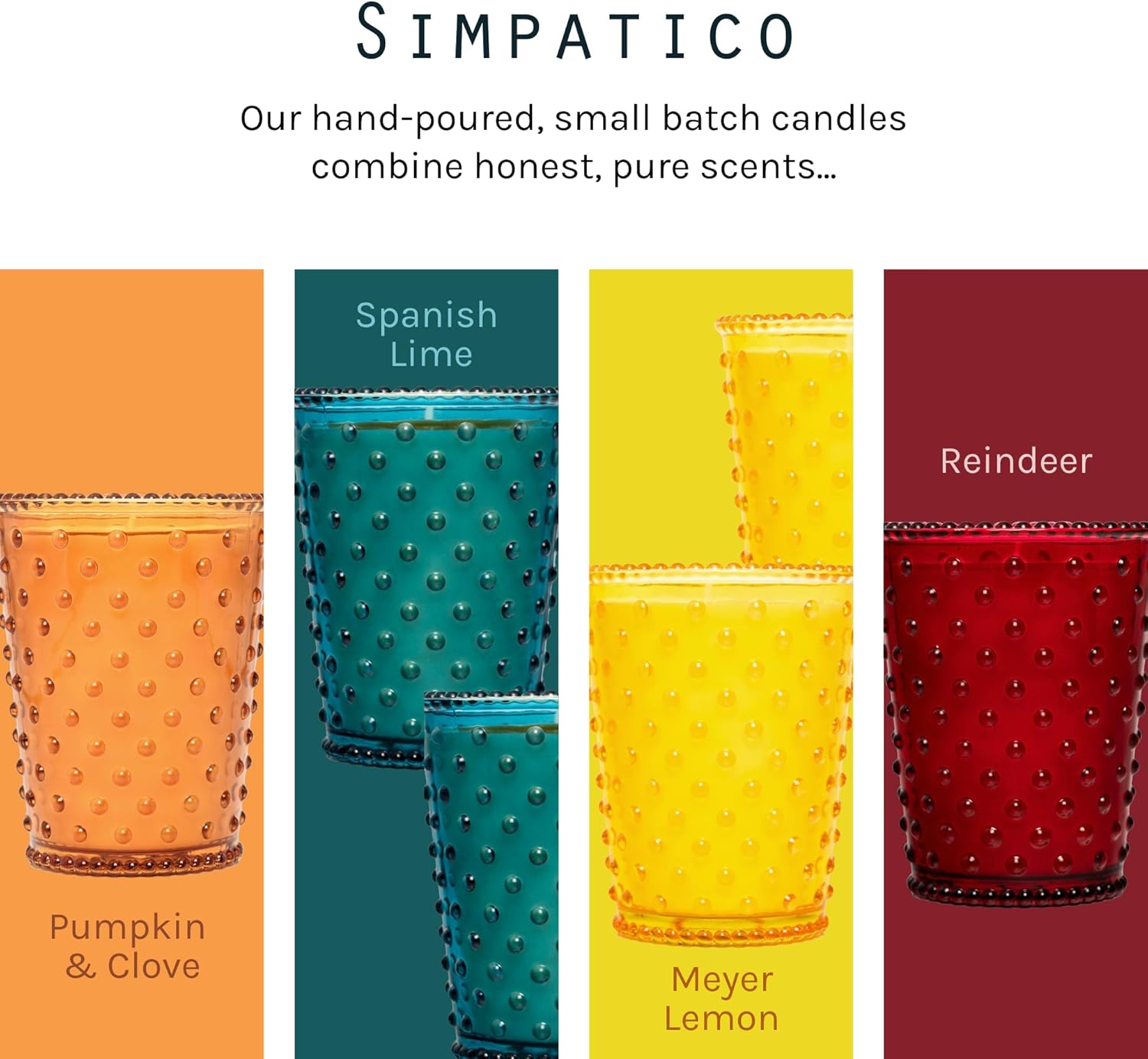 Simpatico Grande No. 42 White Flower Hobnail Candle, Powder & Romantic White Flowers Scent, Up to 300 Hour Burn Time, Hobnail Glass Jar, Scented Candles for Home, 50 oz