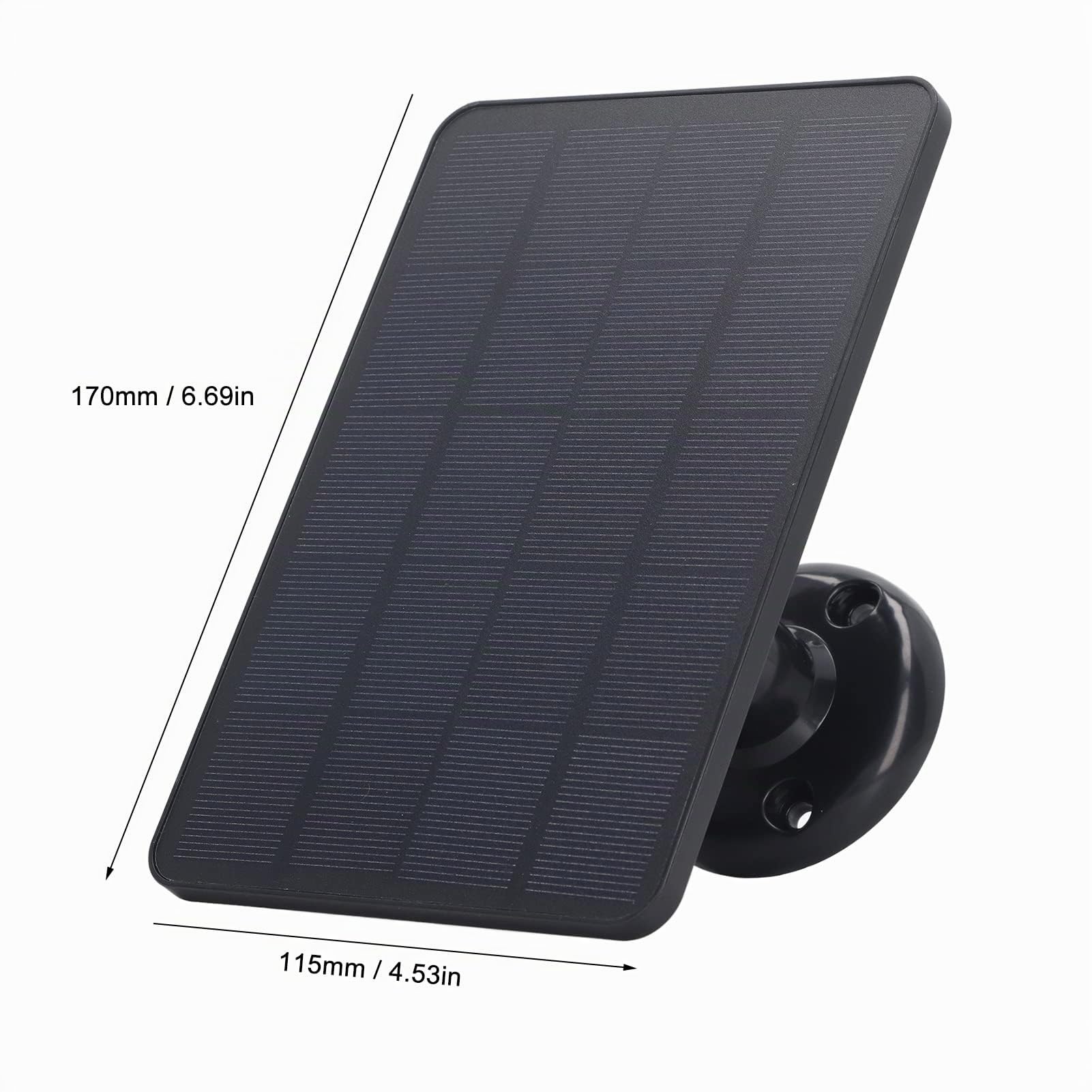 Pannello Solare per Telecamera di Sicurezza Wireless, Pannello Solare Micro USB Impermeabile 10 W per Montaggio a Parete Regolabile per Telecamera di Sorveglianza (Nero)