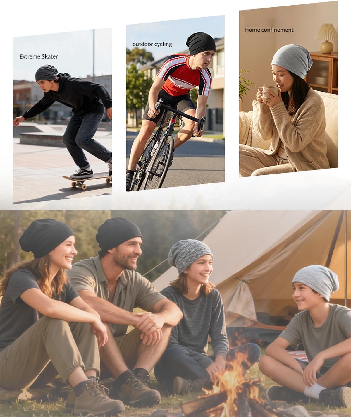 Cmonie 4 Pcs Breathable Cooling Skull Cap,Quick Dry Beanie Running Hat for Men Women
