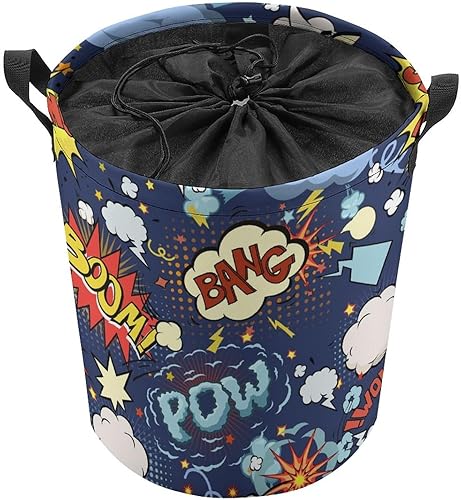 Miniatura 8 de Brebasf - Cesta plegable de superhéroe de City Wars, estilo cómic retro divertido y colorido para mantas, juguetes, ropa sucia en el baño,