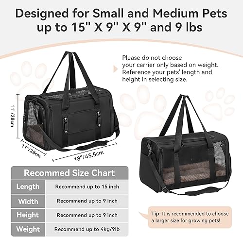 Miniatura 103 de Petsfit Transportador para perros pequeños, ligero, portátil, suave, para gatos grandes y medianos, malla transpirable de 5 lados, a prueba de fugas