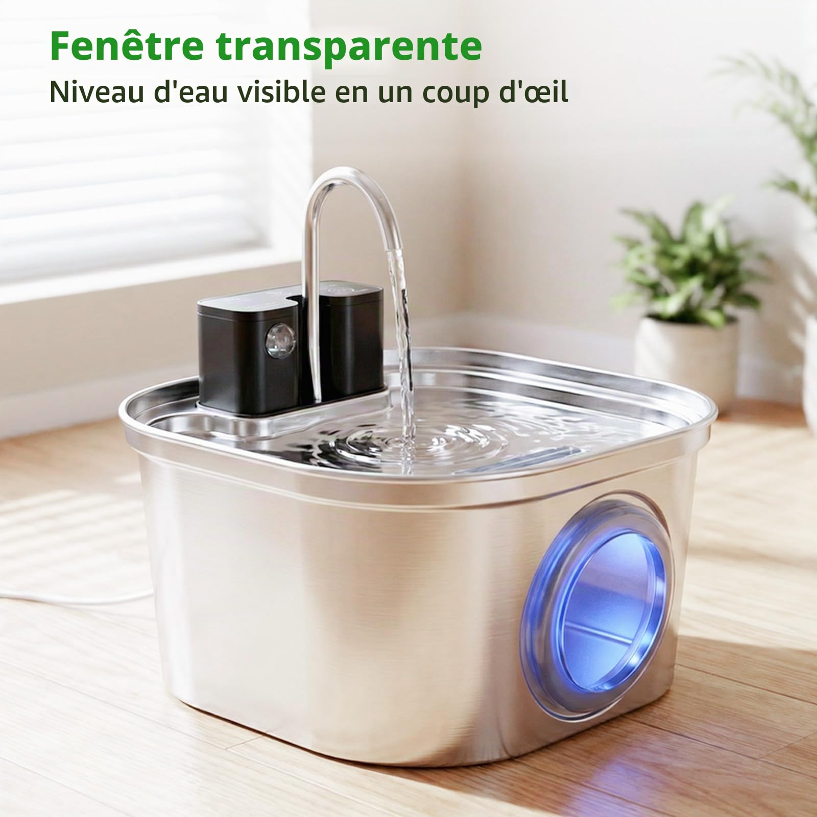 Fontaine à Eau pour Chat Universelle sans Fil en Acier Inoxydable pour Chats et Chiens: Fontaine à Boire Automatique 3,2L avec Détecteur de Mouvement | Batterie 4200mAh, Pompe à Eau Ultra-Silencieuse