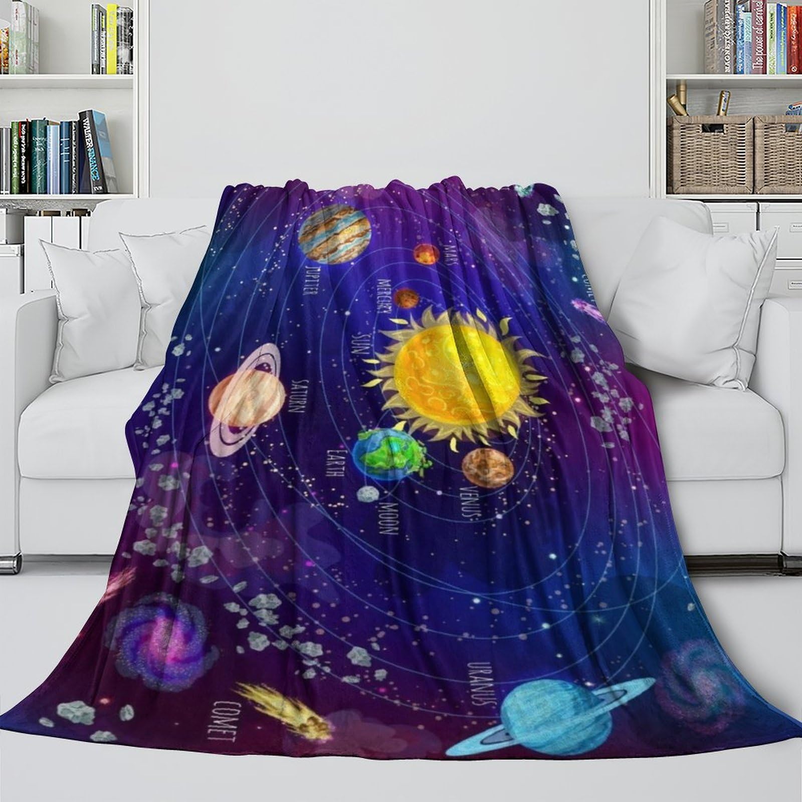 Mjasvndfo Style-2 Solar System Cozy Blanket - The Memorable Blanket For Kid Bought By Parent/Grandparent - Birthday Gift For Son Daughter Grandson Granddaughter Friend 50X60inch(127X152cm)