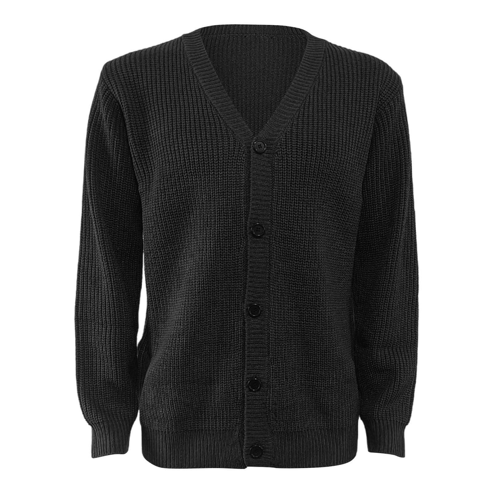 Generisch Cardigan da uomo con bottoni, cardigan con scollo a V, slim fit, comodo, leggero, traspirante, per le mezze stagioni, versatile per il tempo libero