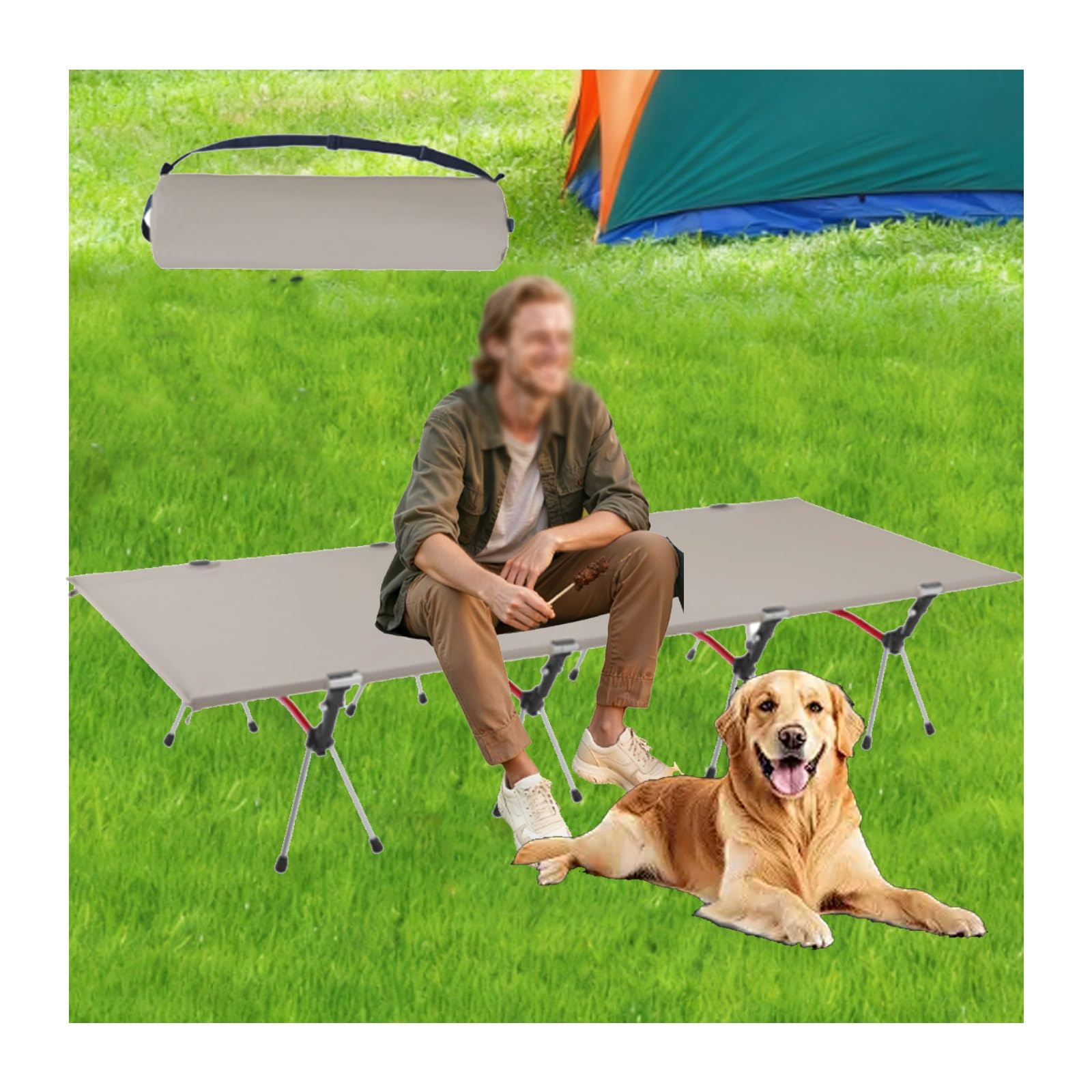 Cama Abatible Cama Plegable Camping Camas Abatibles Verticales Camas Plegables Ideal para Oficinas, Siestas, Playas, Acampadas Y Balcones(Khaki,193 * 90cm,4-Bracket)
