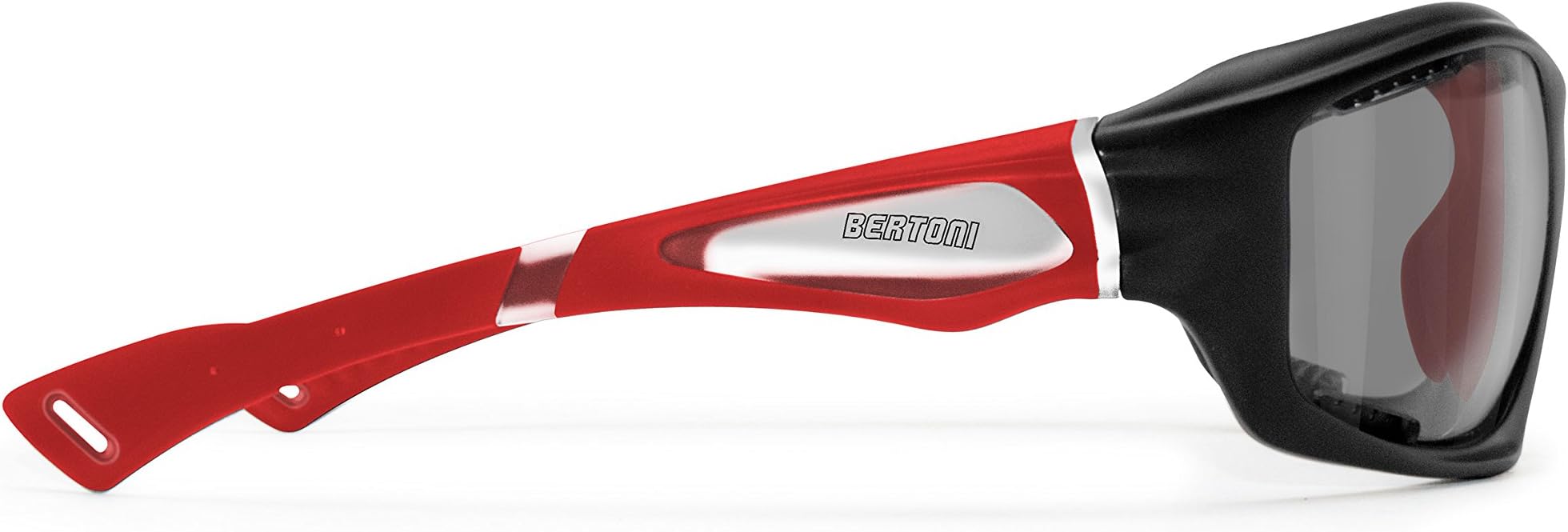 BERTONI Sports Sunglasses Polarized Photochromic for Cycling Mtb Ski Fishing Watersports Golf Running and Outdoor Activities - P1000FTB Windproof Wraparound Glasses (Mat Black/Red)