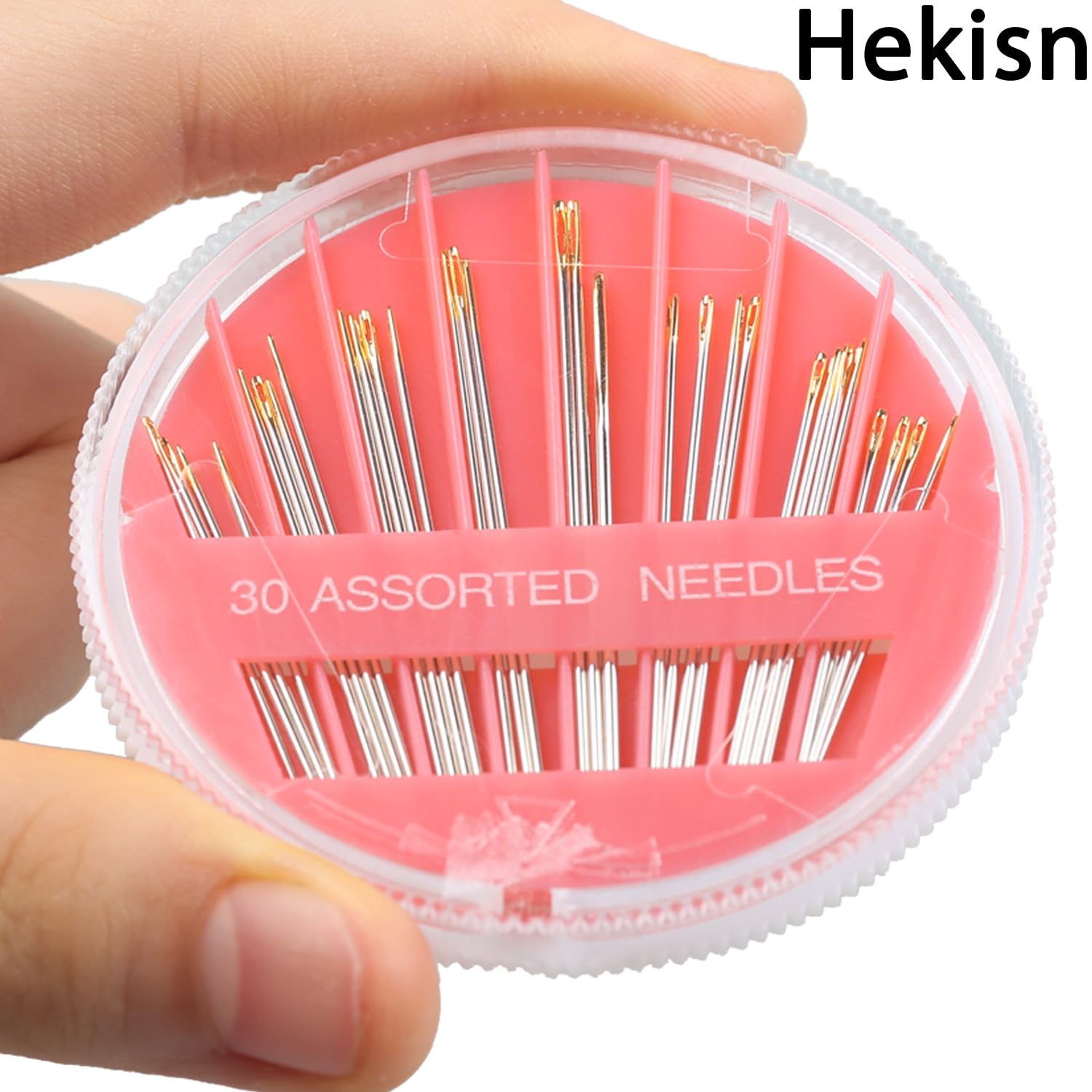 Hekisn 30 agujas de coser a mano de alta calidad, 6 tamaños, 30 agujas de coser surtidas, agujas de costura grandes para reparación de costura a mano, agujas afiladas, agujas de coser para reparación