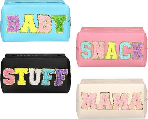 Bolsa de maquillaje de parches de preppy, bolsa de cosméticos, bolsa de aseo pequeña de viaje, bolsa de aseo de arco iris, portátil, impermeable,