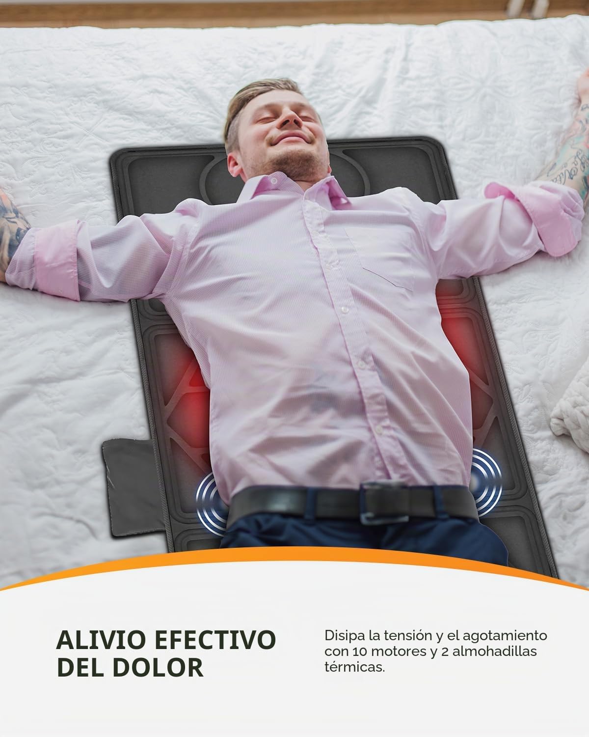 CooCoCo Tapete de masaje de cuerpo completo con calor, regalos de cumpleaños para papá, mamá, mujeres y hombres, colchón de masaje vibratorio de 10 motores, almohadilla de silla de masaje para cama