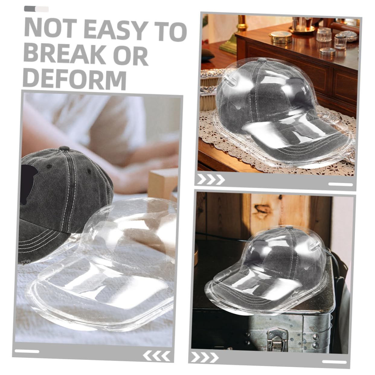 UKCOCO Porta Gorras de Béisbol de Plástico Pp para 6 Piezas | Expositor Transparente Colgante, para Gorras de Visera Curva, Diseño Antideformación
