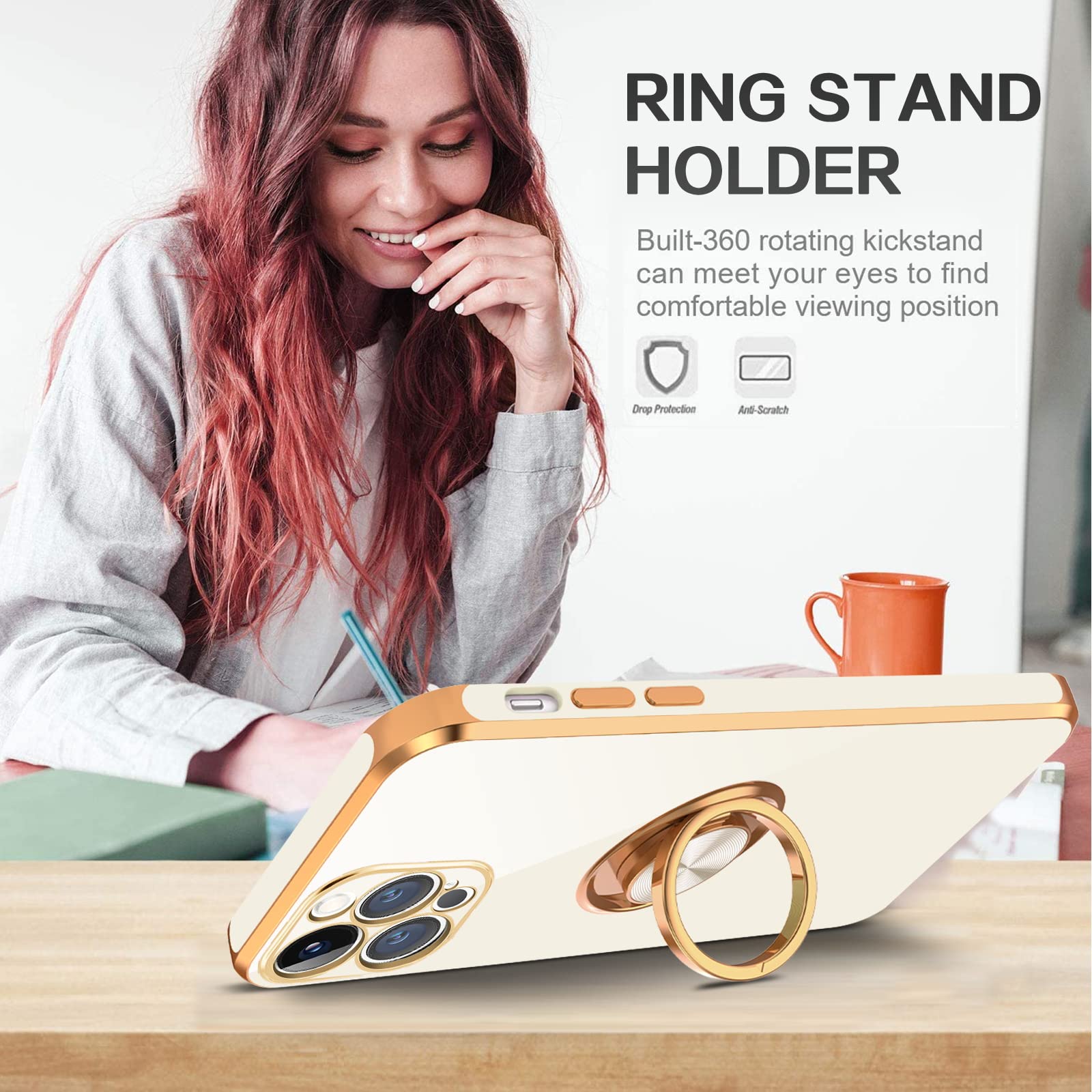 DOMAVER Custodia per iPhone 12 Pro Max con supporto ad anello a