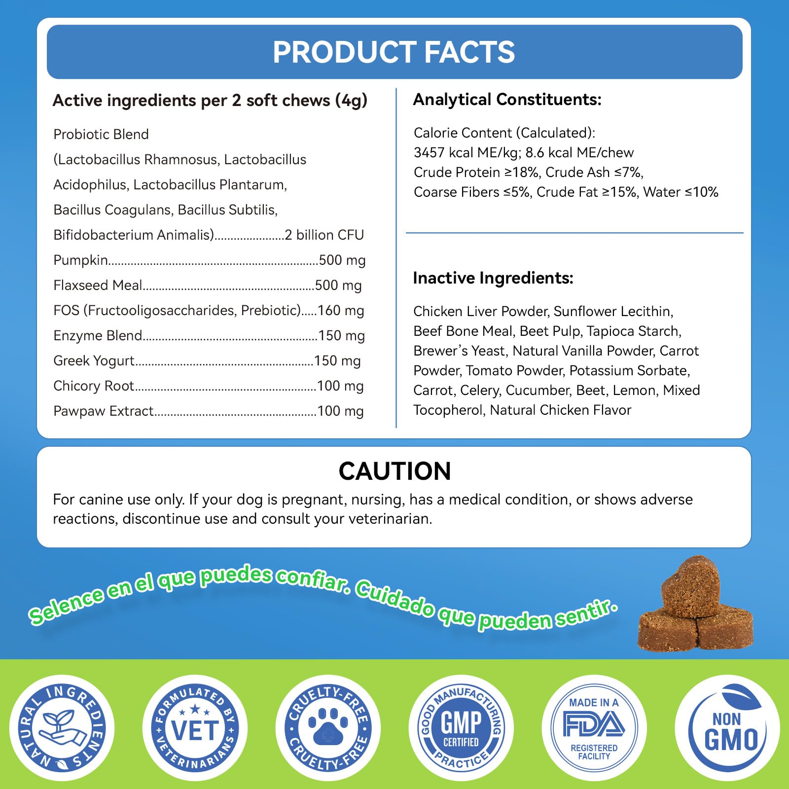 Probióticos para Perros, Prebióticos para la Salud Intestinal – Apoya la Salud Digestiva y la Absorción de Nutrientes–200 Bocaditos Blandos que Apoyan la Salud de la Piel y el Bienestar General
