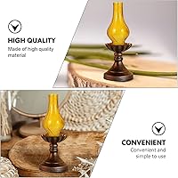 Vista 7 de BAUBUY Lámpara de aceite de repuesto para chimenea de vidrio retro de queroseno, pantalla de lámpara de cristal ámbar con parte superior