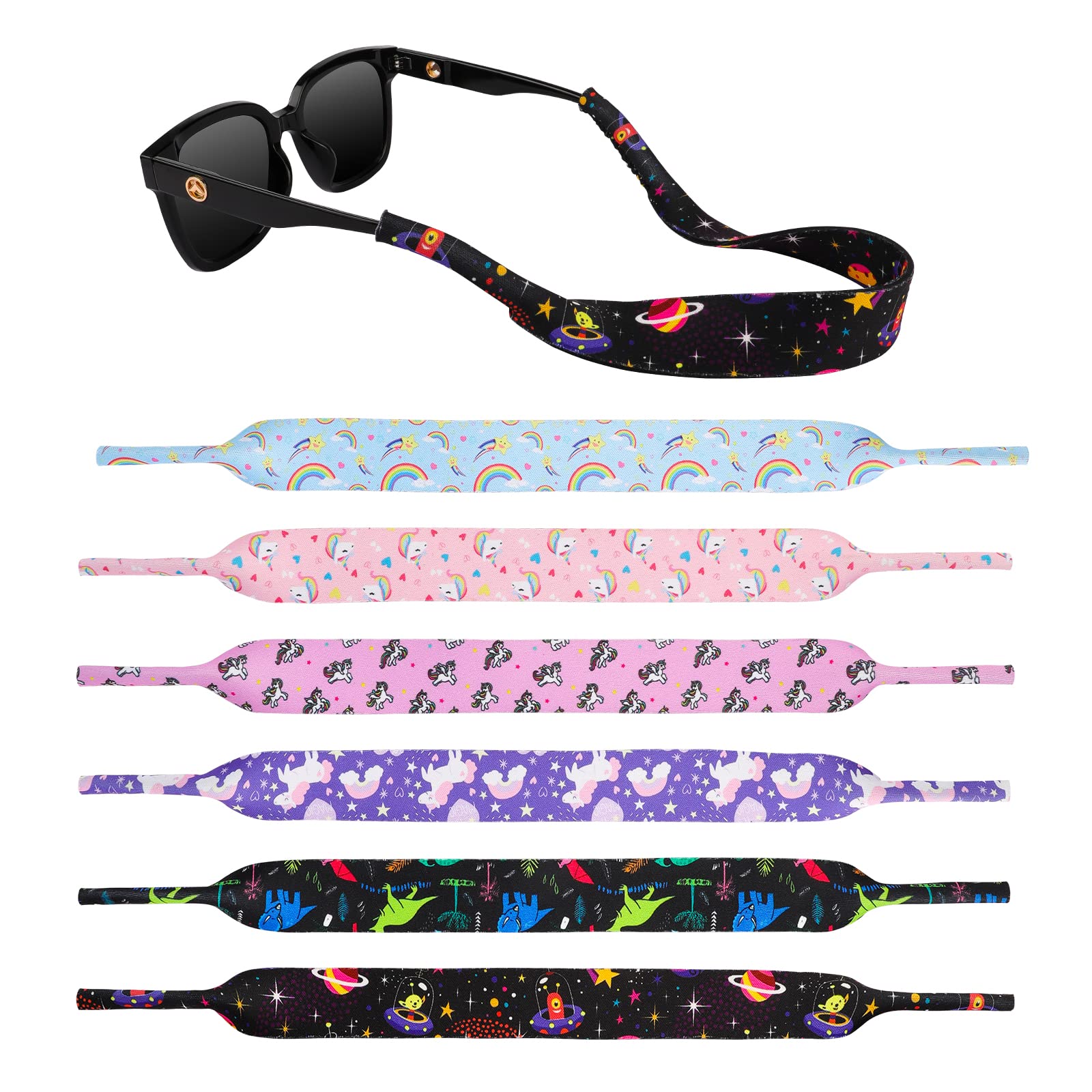 Hifot Hifot 6 Piezas Cordones para Gafas Niño, Neopreno Cuerda de Gafas Secado Rápido Correa Gafas para Gafas de Sol, Deportes, Aire Libre (unicornio)