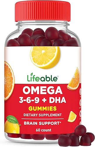 Lifeable Gomitas Omega 3 6 9  con suplemento vegano de DHA  Alternativa al aceite de pescado del aceite de linaza a base de plantas  Suplemento