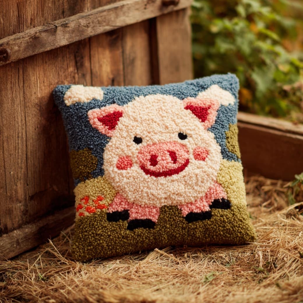 AxiangziK Latch Hook Pillow Case Kit for Adults,Pig