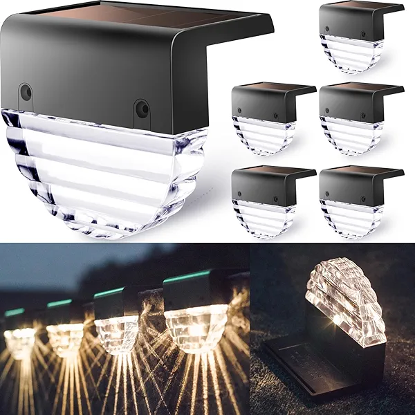 TIJNN Solar Deck Lights Outdoor, Fence Light Waterproof Led Lights for Outdoor Stairs, Step, Yard,Patio Decor Garden Illumination - 6 Pack