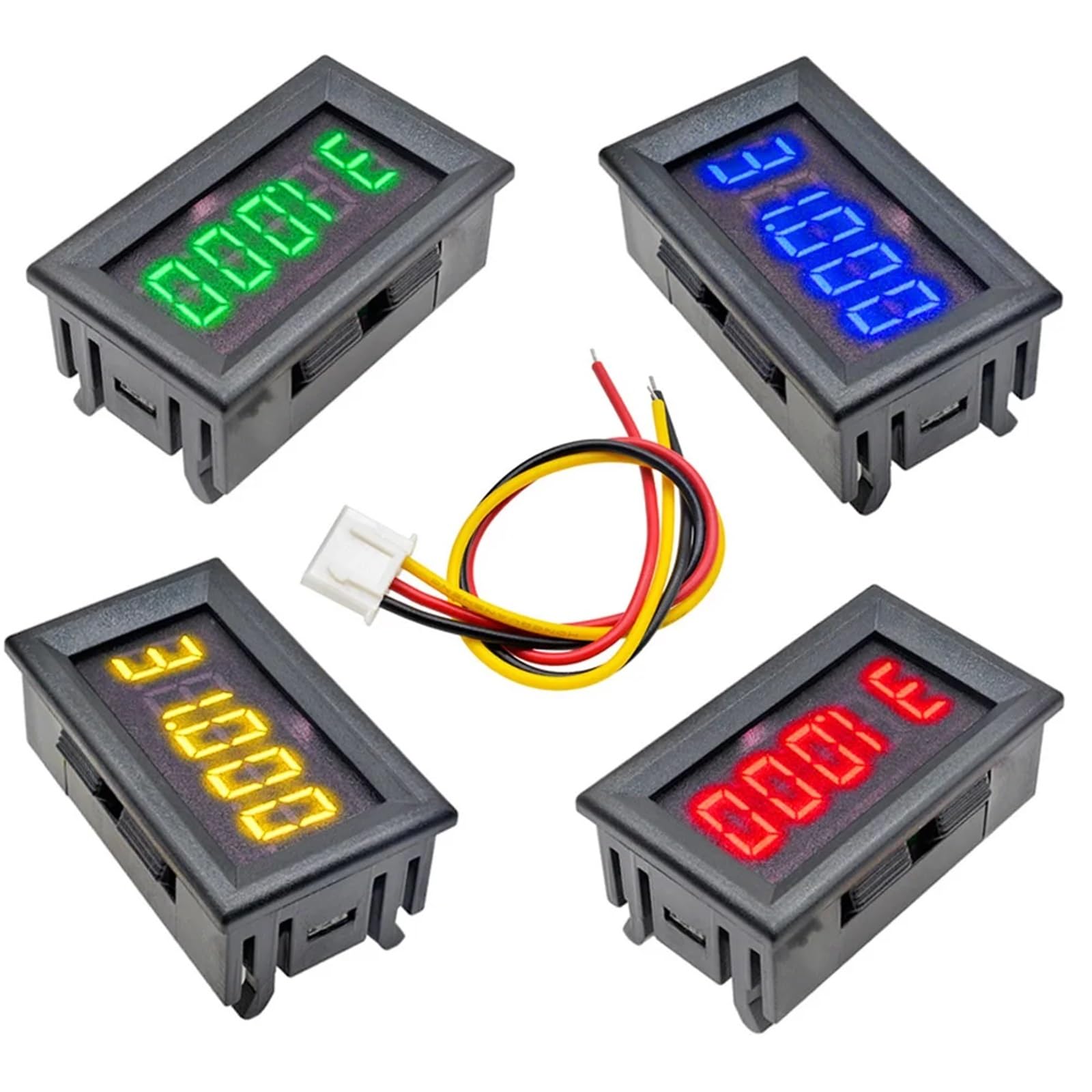 Voltímetro digital LED de CC de 5 bits y 3 cables, 3 V, 5 V, 12 V, 24 V, 0-33 000 V, alta precisión de 0,36 pulgadas, for coche, de voltaje(Red)
