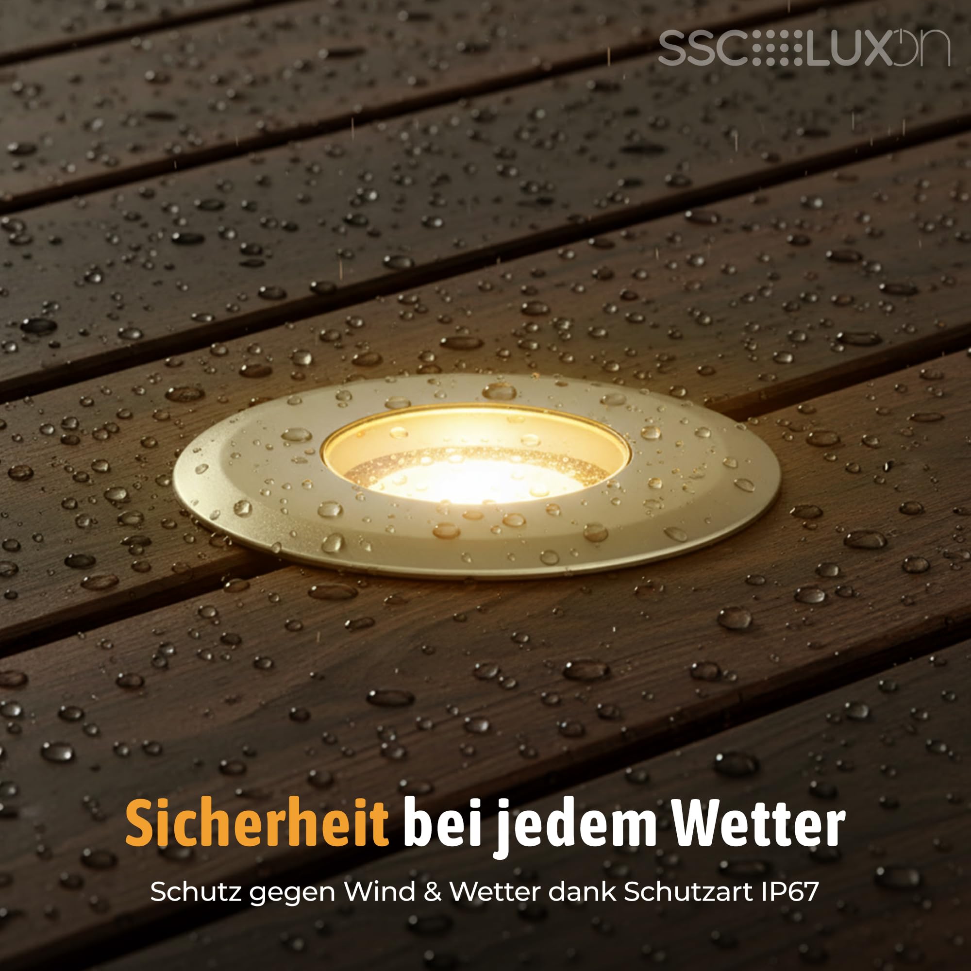 SSC-LUXon 6er Pack JAVO Bodeneinbauspots LED Außen 230V Erdstrahler warmweiß - Bodenleuchte klein begehbar IP67 Alu Ø 47mm