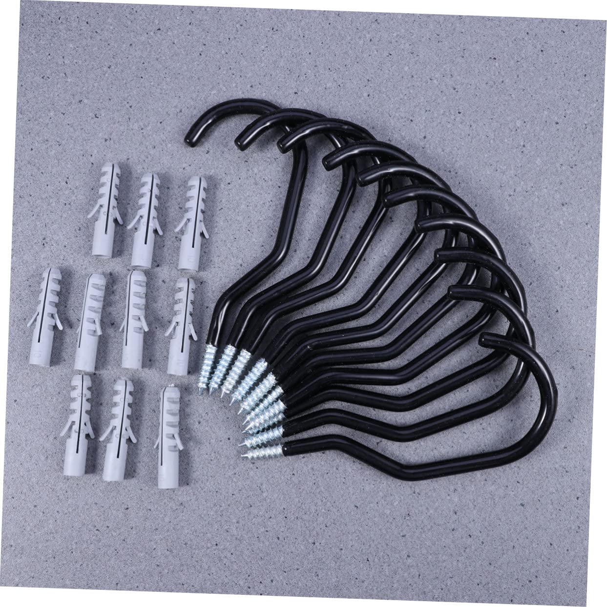 Gancio per Bici Muro Nero 10 Pezzi con 10 Bulloni Resistenti | Acciaio e Plastica, per Garage e Soffitto, Installazione Semplice, Set da 10 Pezzi