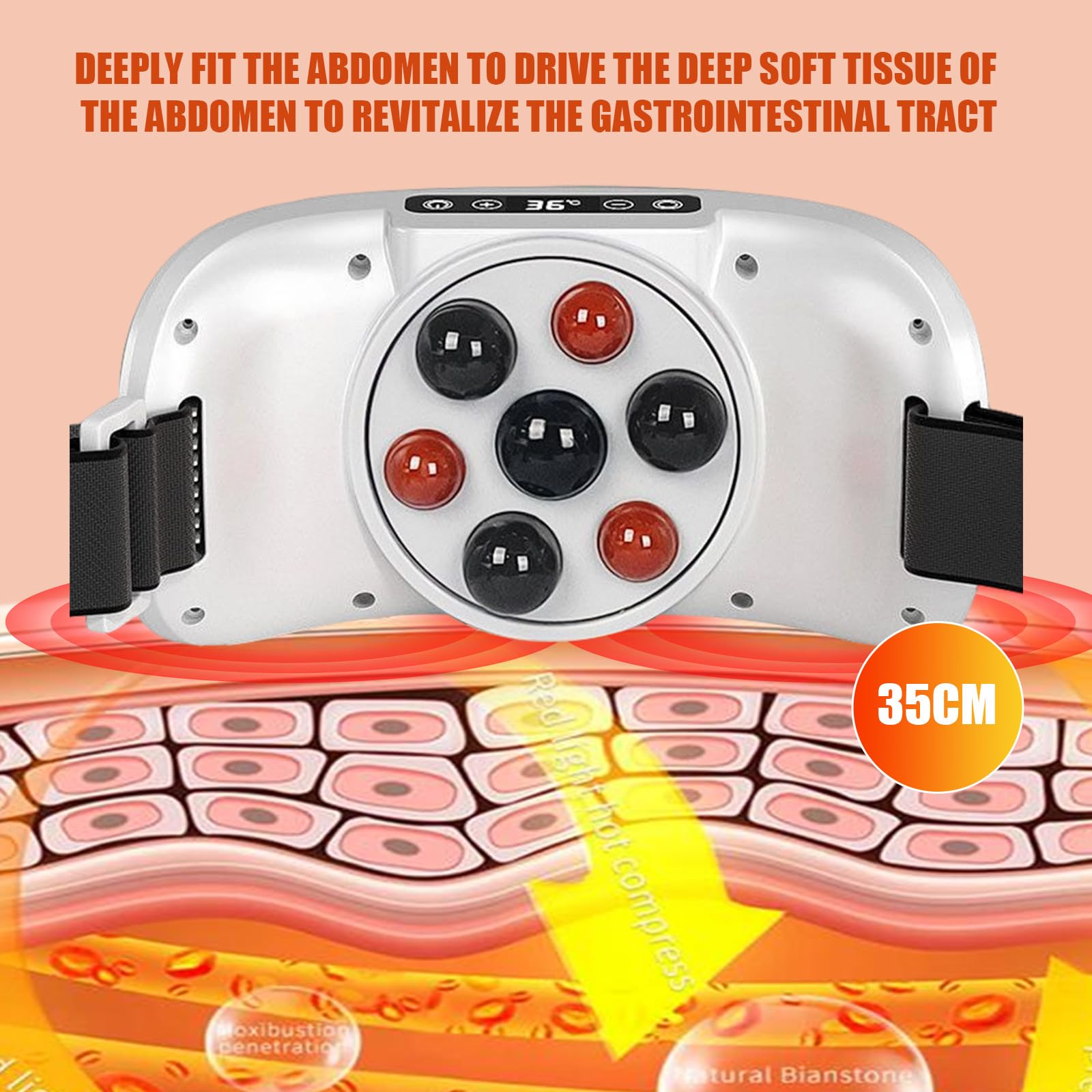 Ceinture Abdominale Electrostimulation,Massage Ventre,Machine Pour Maigrir Du Ventre,Masseur,Réglage À 3 Vitesses, Entretien Du Ventres, Pour Abdominaux, Dos, Cadeaux Pour La Fête Des Mères (Blanc)