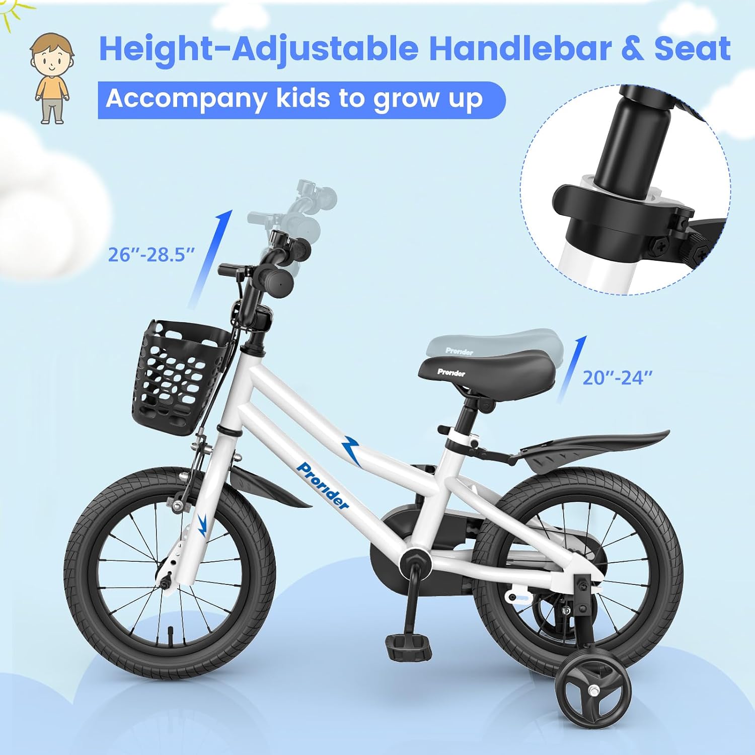 BABY JOY Kids Bike, 12 14 16 18 20 Inch Children Bikes for Boys Girls Teens 3-8 8+ Years w/Training Wheels or Kickstand, Handbrake, Coaster Brake & Removable Basket, Kids... 4 BABY JOY Kids Bike, 12 14 16 18 20 Inch Children Bikes for Boys Girls Teens 3-8 8+ Years w/Training Wheels or Kickstand, Handbrake, Coaster Brake & Removable Basket, Kids... - Image 2