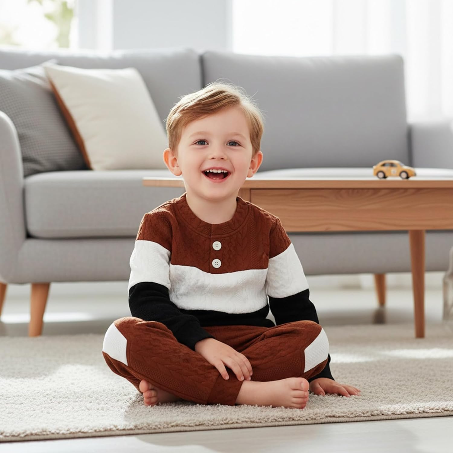 Toddler Baby Boy Outfit Fall Clothes Long Sleeve Color Contrast Sweatshirt Pants Set Boys Winter Outfits 12M-5T - Image 3