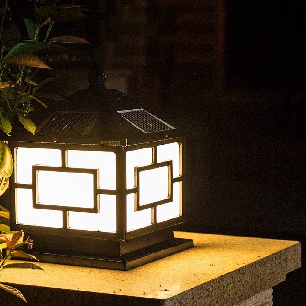 Zewnętrzne Lampy Słupkowe, Wodoodporne Ip65, Solarne, Retro, Zewnętrzne, Szklane, Latarnie, Słupki, Aluminiowe, Zewnętrzne, Słupki Oświetleniowe, Oświetlenie Patio W Styl(Ciepłe Światło_H-33Cm)