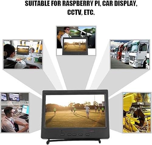 Miniatura 5 de Monitor HDMI, monitor portátil de 7 pulgadas, pantalla multifunción 1024x600 para Raspberry Pi, pantalla de coche, CCTV, entrada HDMI+VGA +AV,