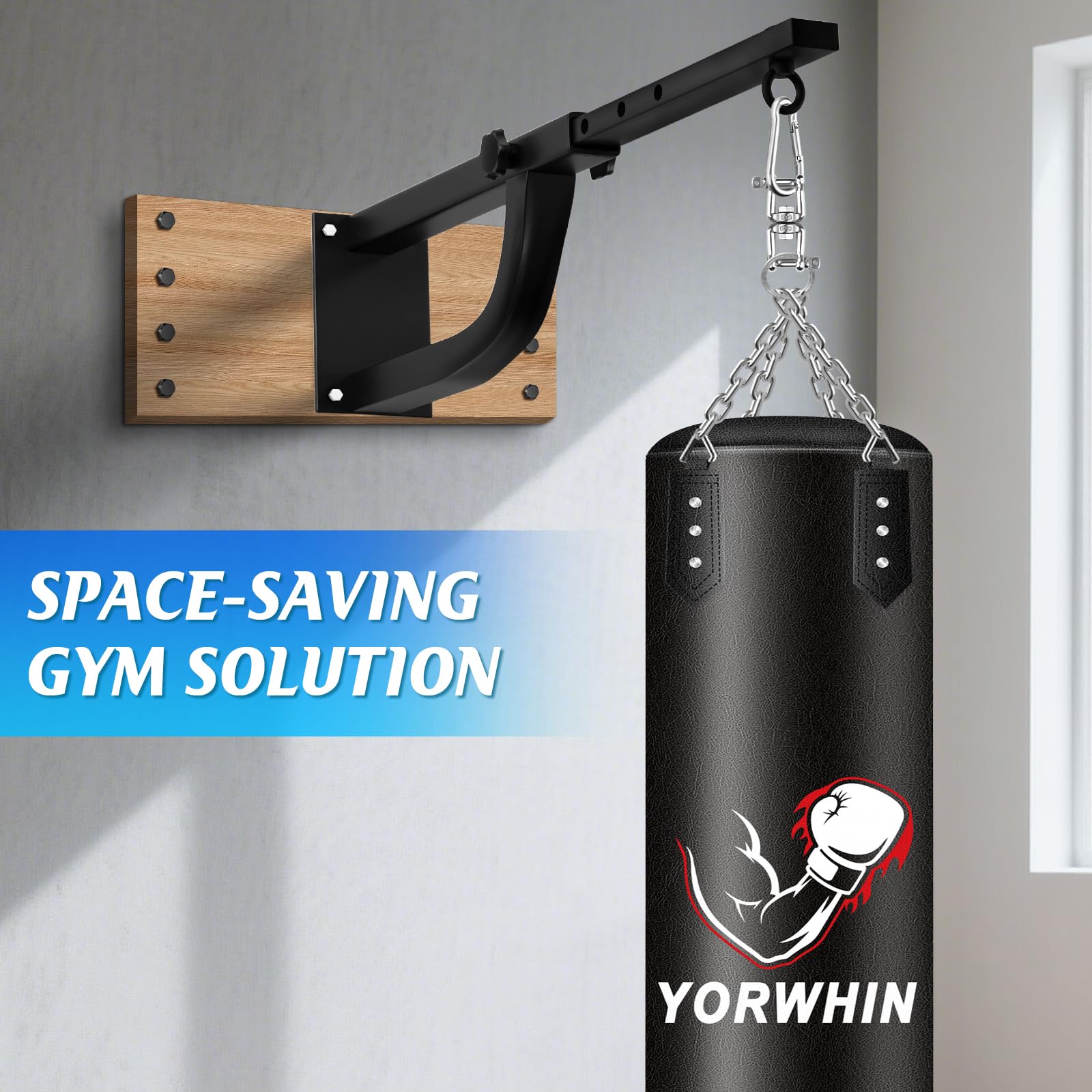 Boxsack Halterung, Adjustable Wandhalterung für Boxsäcke, Schwerer Aufhänger mit Einer Belastbarkeit, geräuschlose Rotation für das Home Gym, Indoor- und Outdoor-Boxtraining
