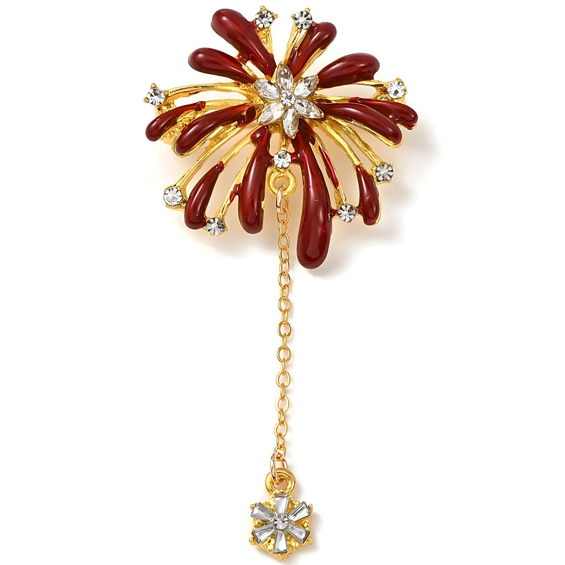 Gold Plated Crystals Studded 'Sparkle Sprinkle' Fireworks Brooch Cum Saree Pin For Women And Girls | Trendy Statement Fashion Brooch Jewelry | Elegant Pin for Saree, Dupatta, Shawl Pin, Blazers, Dresses, Bags & More (Brooch0712) 1 Pc-image-20