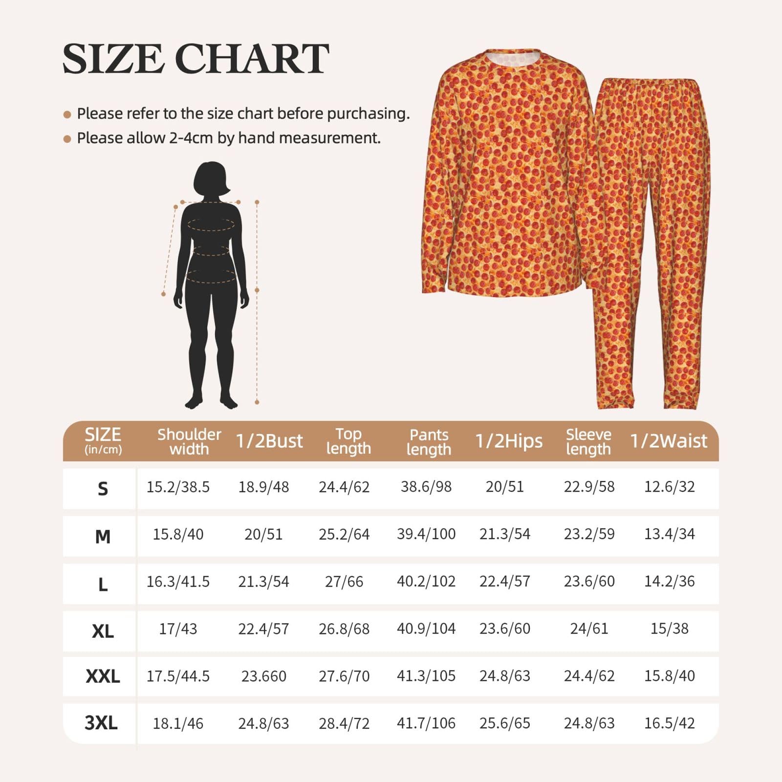 3d Pizza Pepperoni Stampa Delle Donne Manica Lunga Pigiama Corrispondente Morbido Elastico Coulisse Casual Daywear