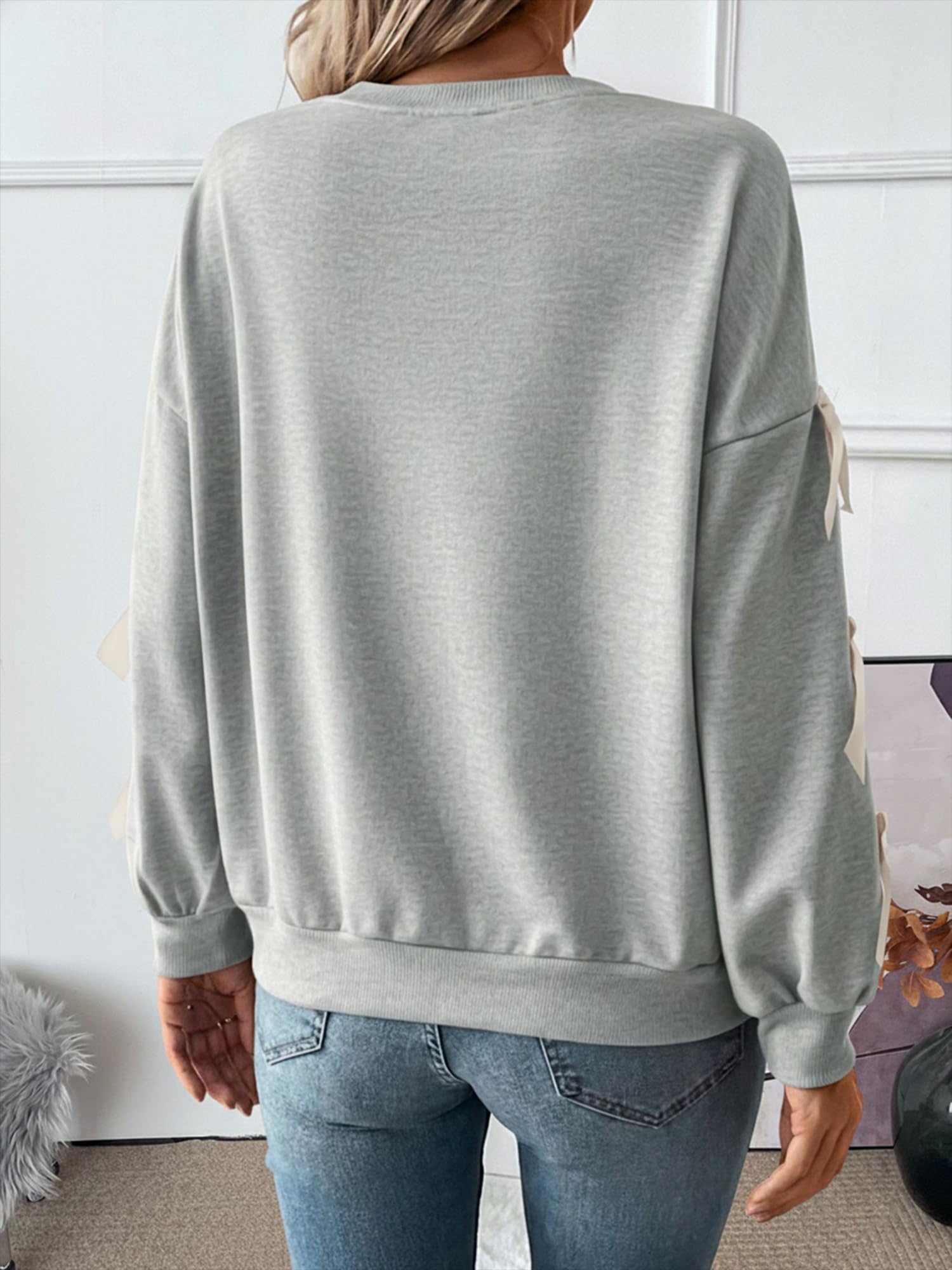 Sudadera De Navidad Para Mujer Cuello Redondo Pulóver Con Lazo Dulce