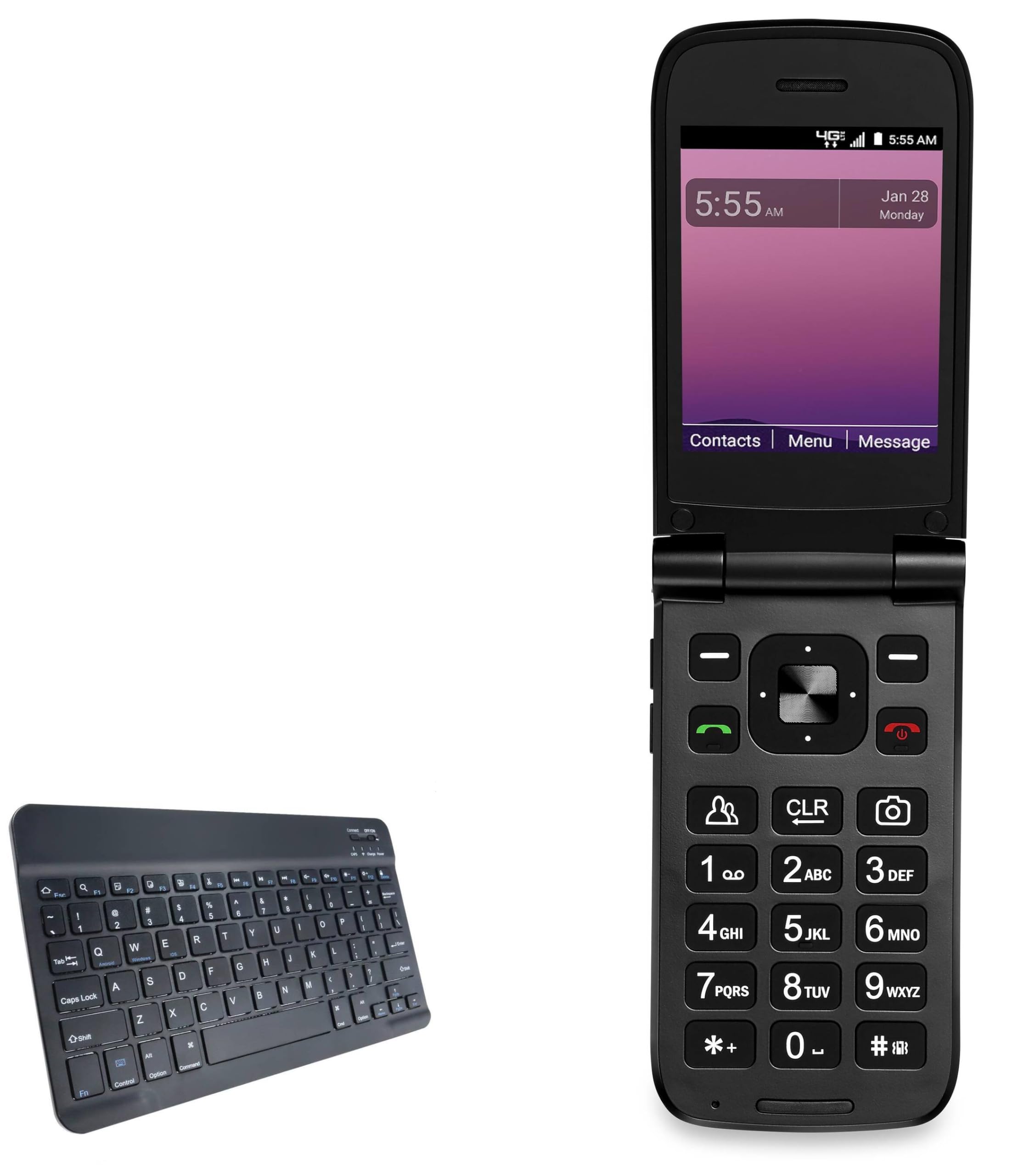 BoxWave Keyboard Compatible with Orbic Orbit Journey R 4G - SlimKeys Bluetooth Keyboard, Portable Thin with Chiclet-Style Keys - Jet Black