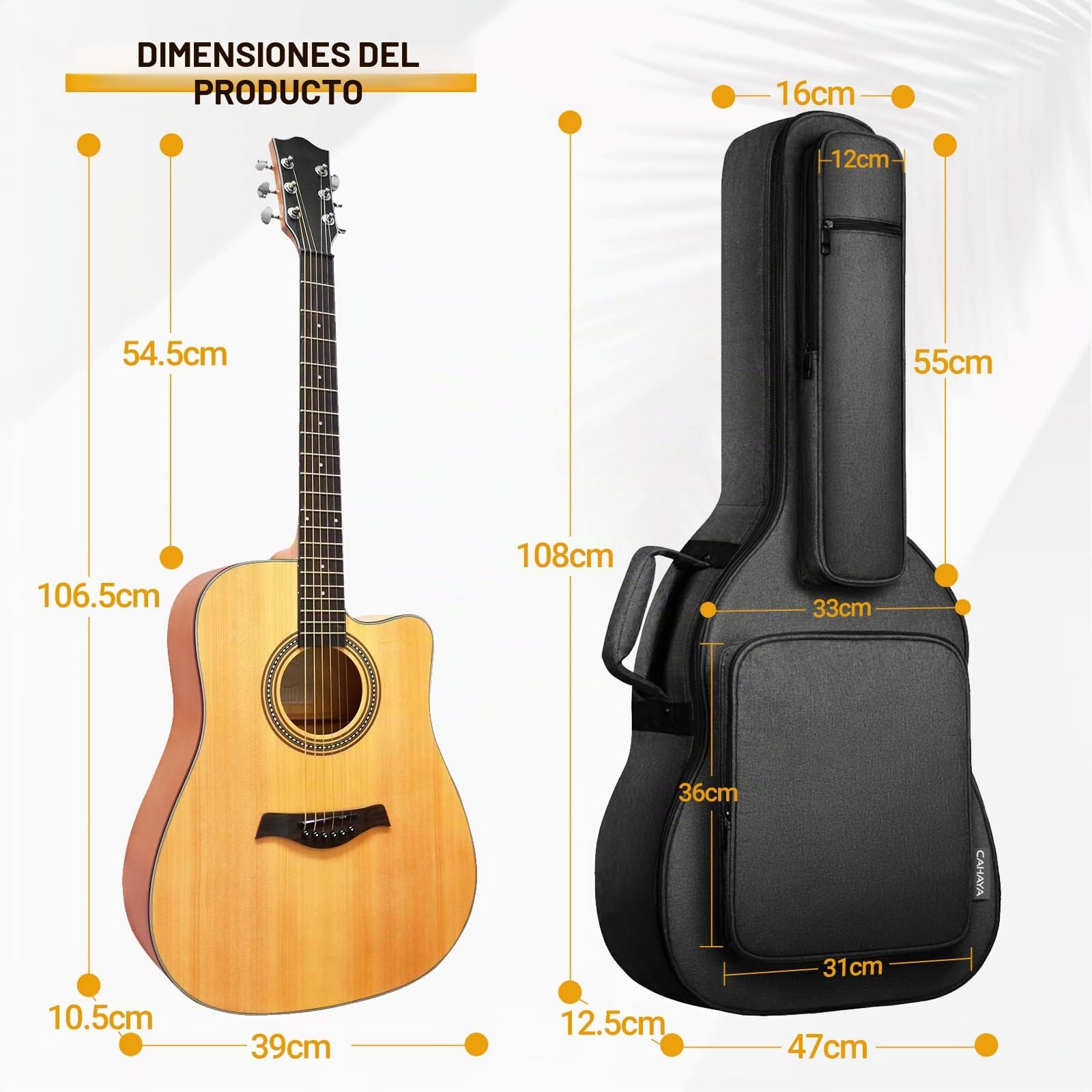 CAHAYA Funda Acolchada para Guitarra (18 mm, Resistente al Agua)