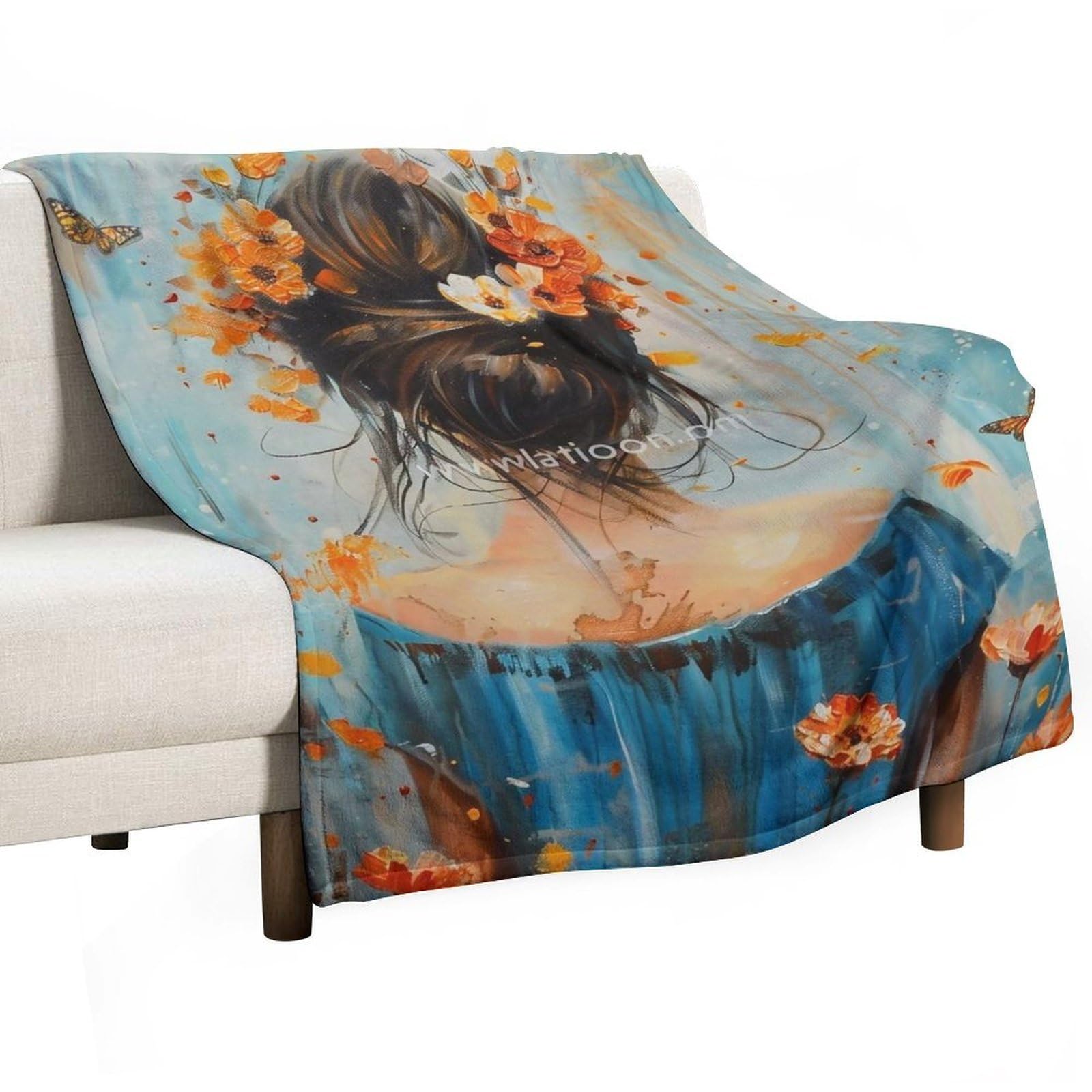 YHGSREUOH Butterfly Woman 02 Flannel Blankets Fleece Soft Throw Lightweight Plush Gifts for Couch, Bed, Cozy Sofa Plush, Chair, Lovers 175x200cm(70x80in)