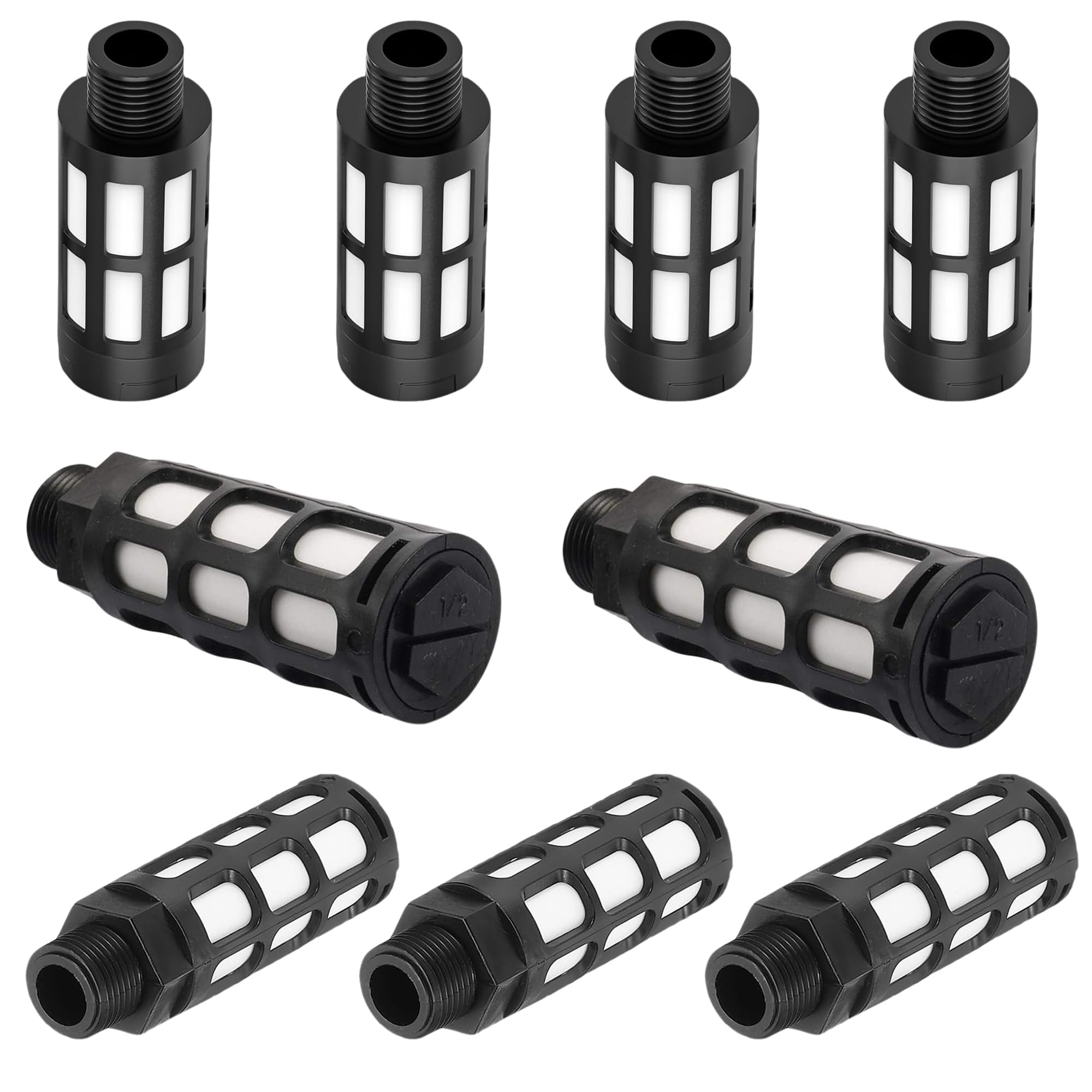 8 Stück Pneumatik Schalldämpfer G 1/2 Druckluft Schalldämpfer Kunststoff Luftkompressor Auspuff Industriequalität (G1/2)