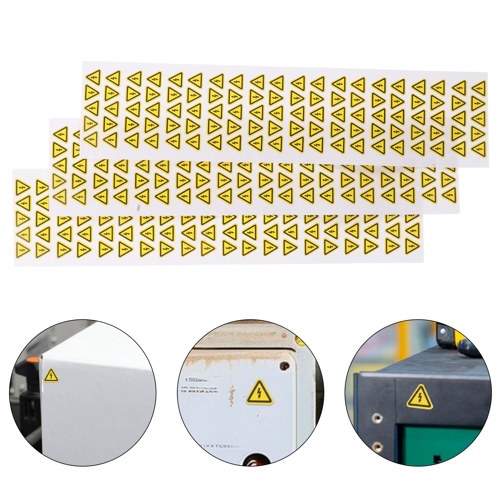 Pegatinas de Advertencia de Seguridad Eléctricas Triangulares Amarillas PVC Paquete de 3