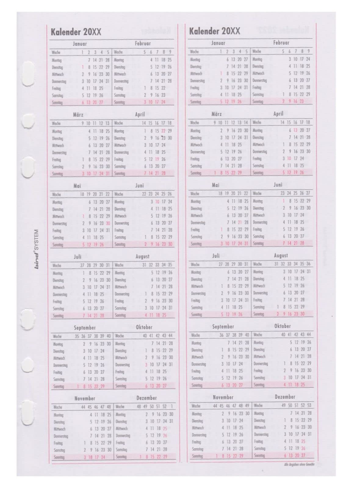BIND B550326 Kalendereinlage für Tageskalender A5, Timer Einlage für Kalender Jahr 2026, 1 Tag / 1 Seite, Terminkalender mit System, Kalendarium für bind Systemplaner und Standard Timeplaner